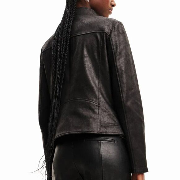 Desigual Women's Toronto Very Soft Slim Biker Jacket 23WWED02 In Black SZ XS NWT - Picture 4 of 8